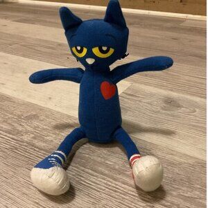Pete The Cat Blue Shoe Red Shoe Heart Plush Stuffed Animal Cat Doll Toy